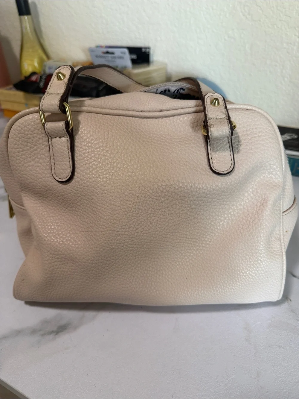Juicy Couture Light Blush Pebbled Satchel with Gold Chain